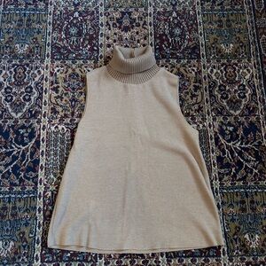 Zara Beige Sleeveless Turtleneck Sweater